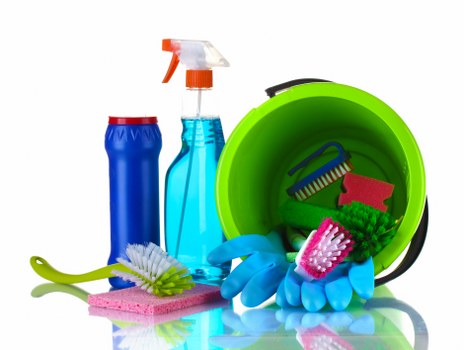 Cleaner following safe procedures during a cleaning task