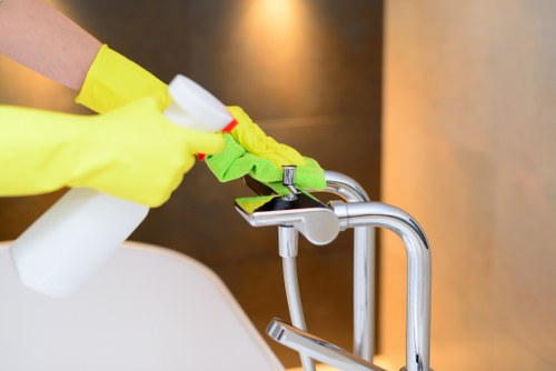 Local team cleaning a commercial facade in Kentish Town