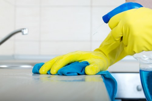 Detailed cleaning of a newly refurbished kitchen in Kentish Town after builders work
